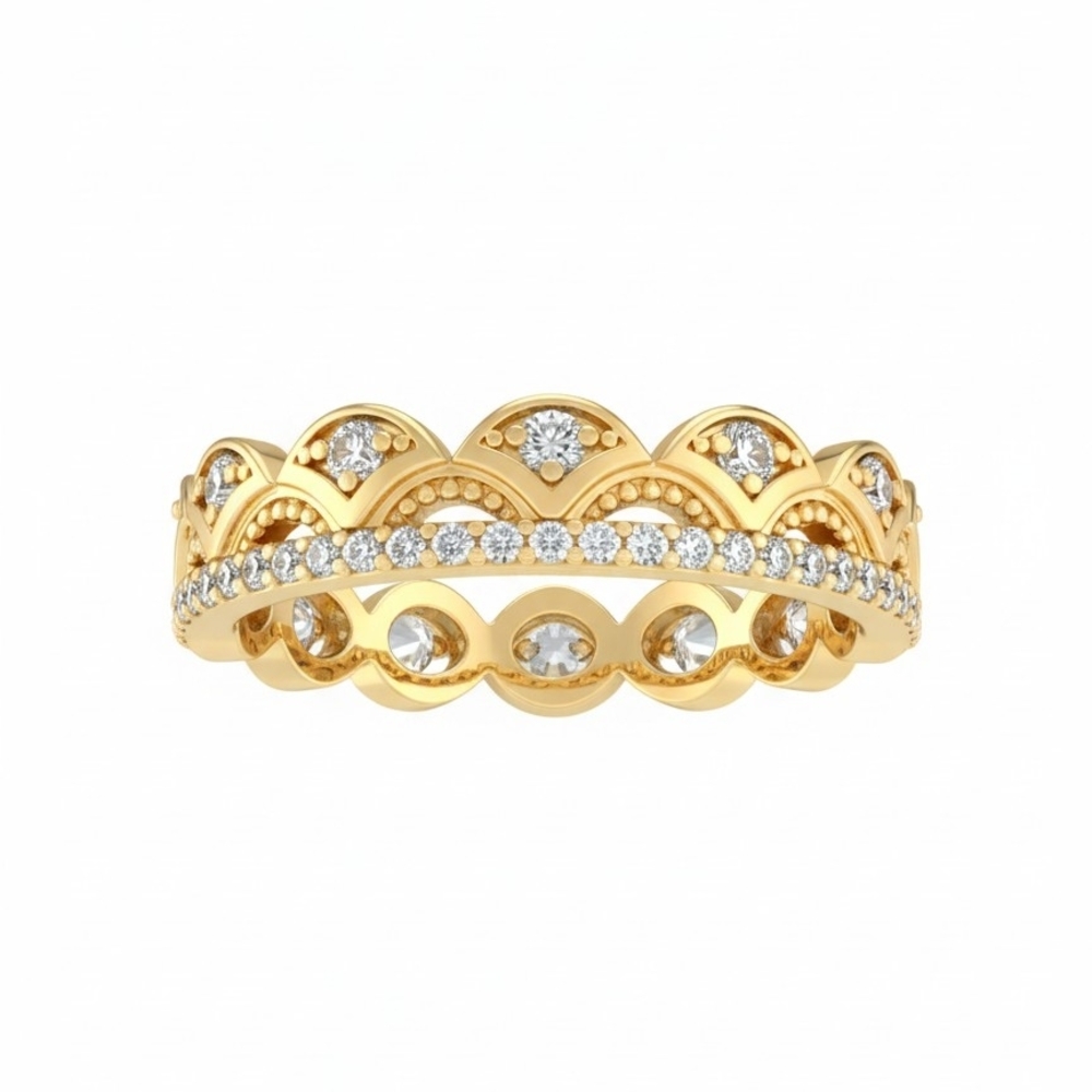 Gold Crystal Scalloped Eternity Ring